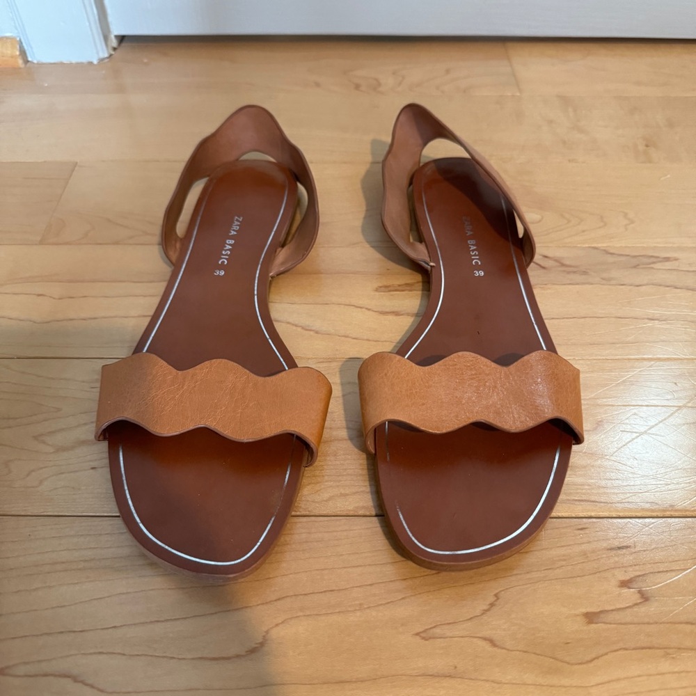 Zara Leather Sandals Sz 39